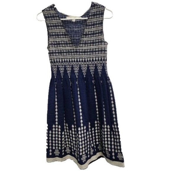Max Studio Dresses & Skirts - Max Studio Womens Fit & Flare Dress XS Navy Printed Smocked Sleeveless BOHO